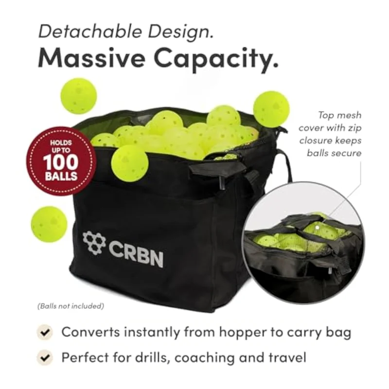 CRBN hopper collapsed flat with wheels detached beside a gym bag