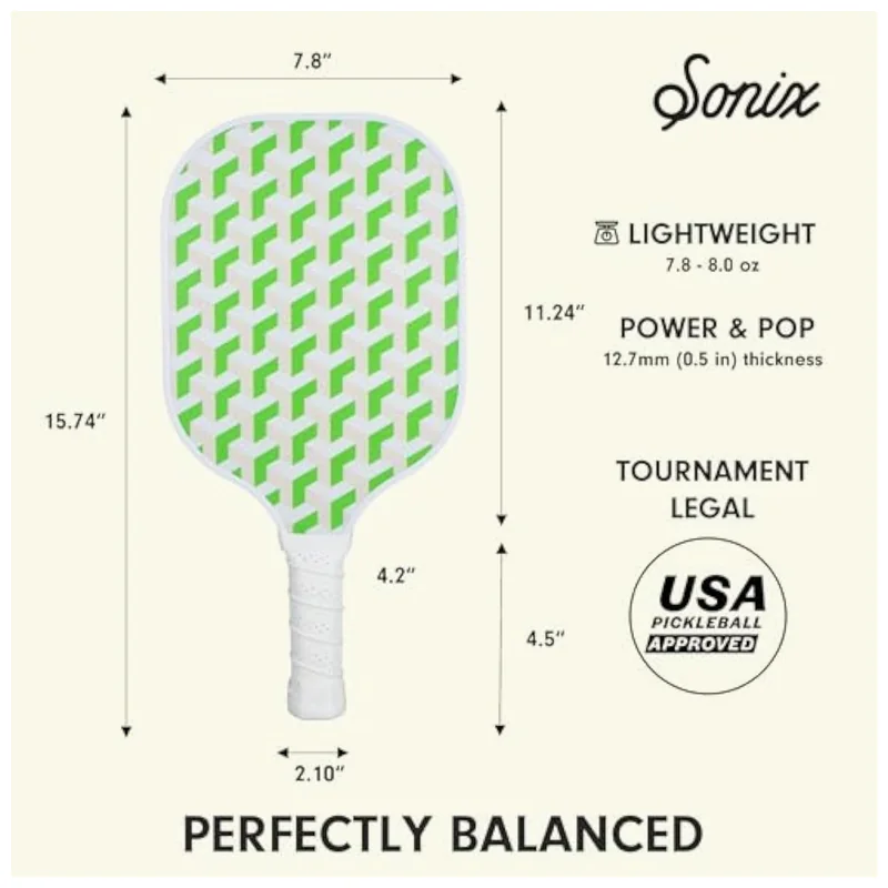 Dual-sided Sonix paddle showing pastel geometric print front and reverse side