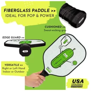 Big Dill USAPA Approved Pickleball Paddle featuring Graphite Carbon Fiber Surface and Cover
