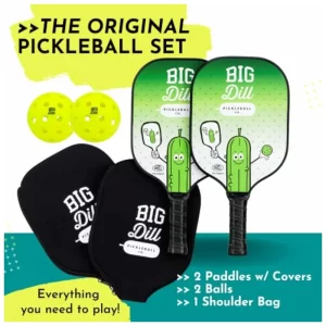 Big Dill USAPA Approved Pickleball Paddles Set of 2 featuring Outdoor Balls and Carry Case