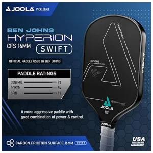 JOOLA Ben Johns Hyperion CFS 16mm Swift Paddle featuring High Grit and Spin | USAPA Approved
