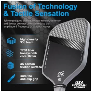 Pro T700SC Raw Carbon Fiber Thermoformed Pickleball Racket with Reinforced Core | ODM Service