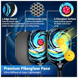 TICCI USAPA Approved Lightweight Fiberglass Pickleball Set with Mesh Bag | Factory Price Deal