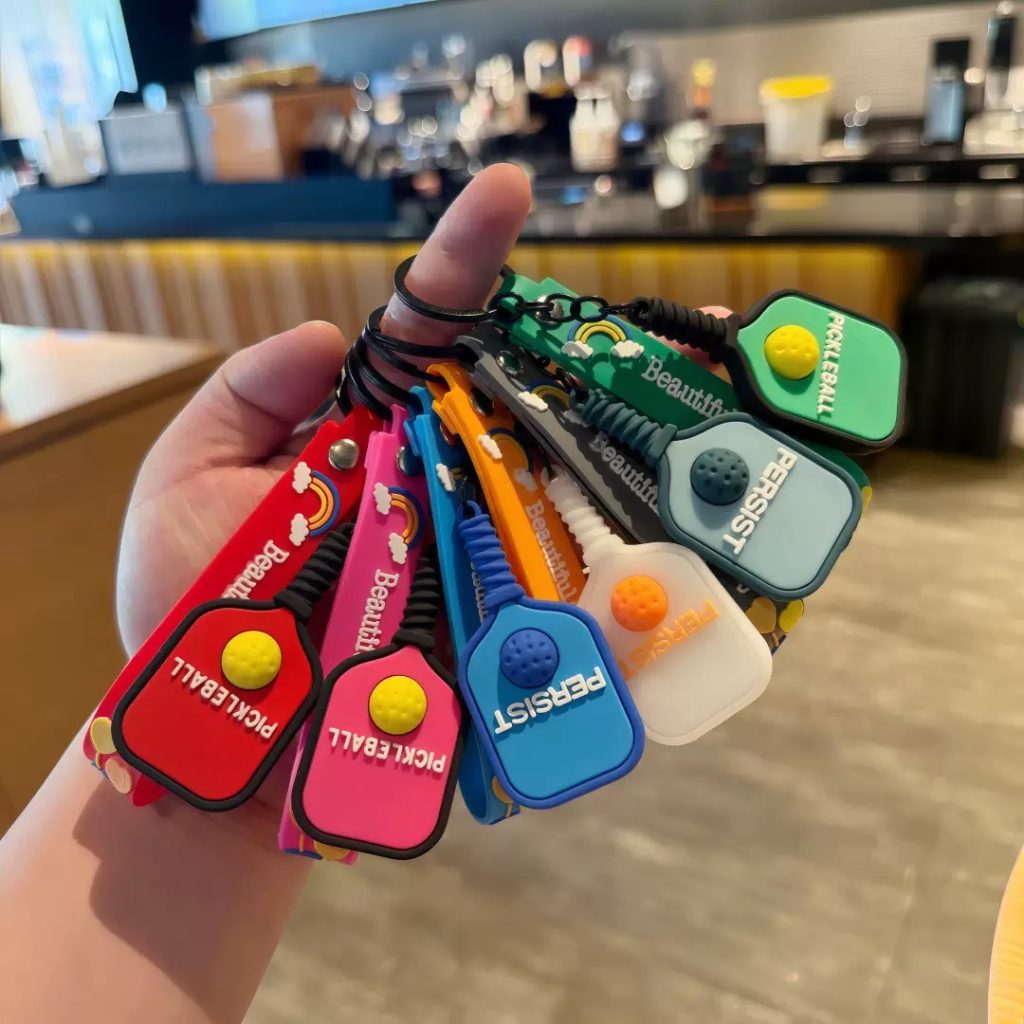 Custom Pickleball Silicone Keychain | Branded Pickleball Accessories Wholesale