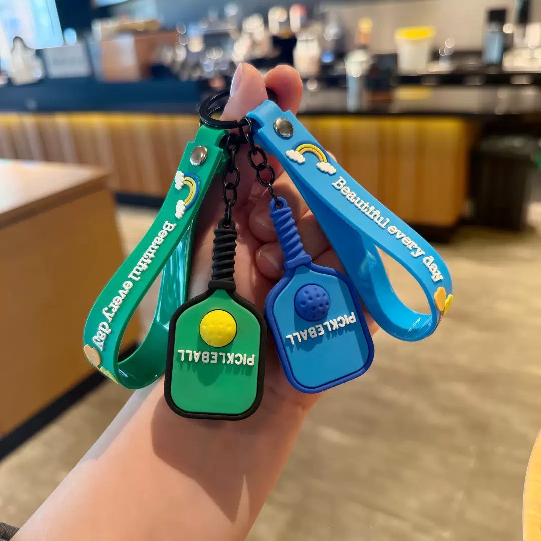 Custom Pickleball Silicone Keychain | Branded Pickleball Accessories Wholesale